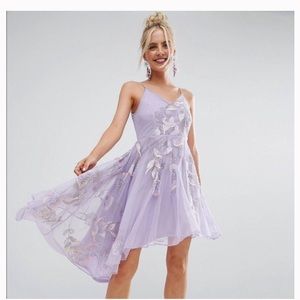 Hi-low Lilac Beaded Embroidery Cami Midi